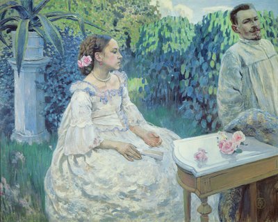 Zelfportret van de kunstenaar met zijn zus, Elena Borisova-Musatova, 1898 door Viktor Elpidiforovich Borisov Musatov